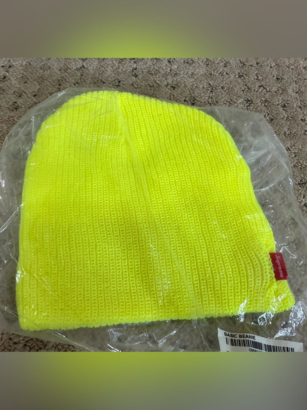 Supreme Neon Yellow Rib Knit Beanie